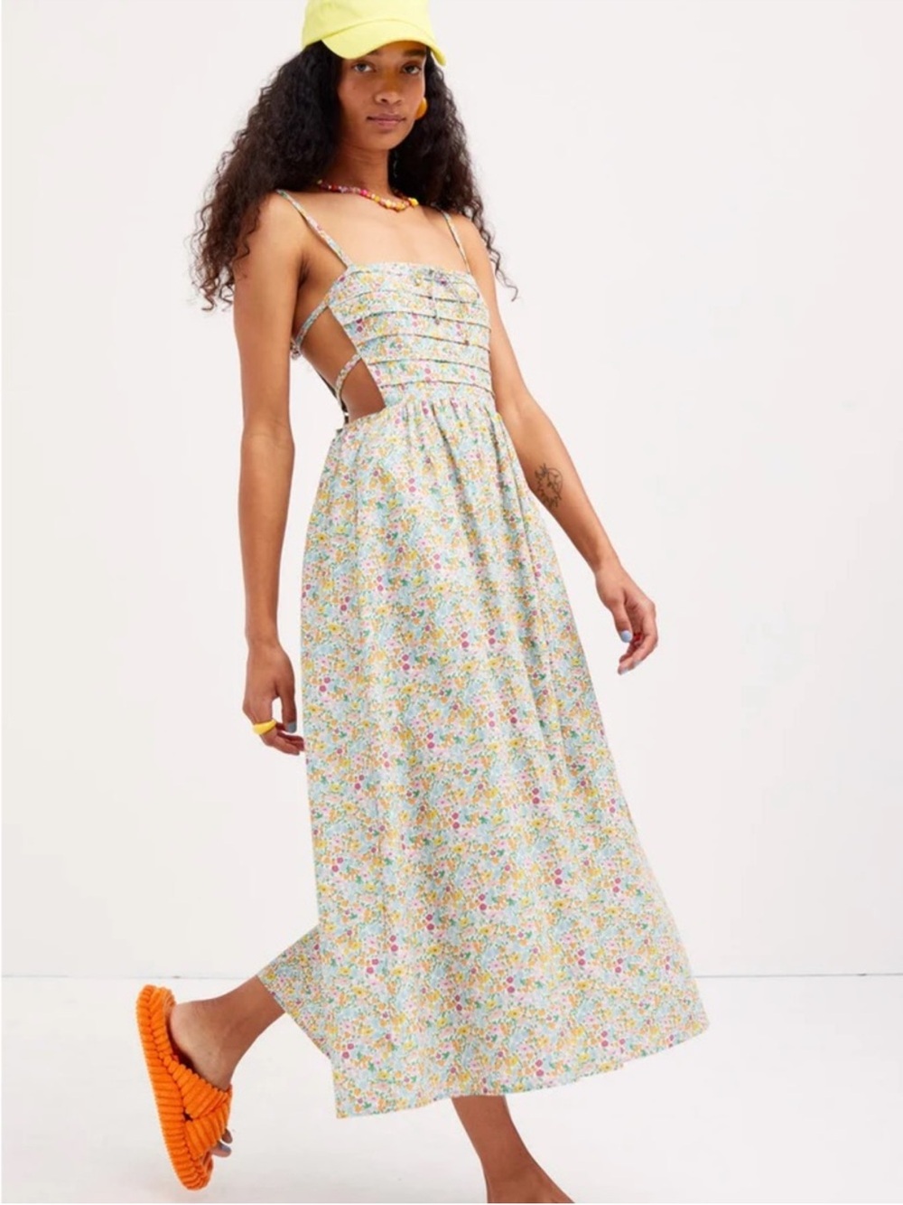 For Love & Lemons Raleigh Midi Dress Floral Tie Size XS